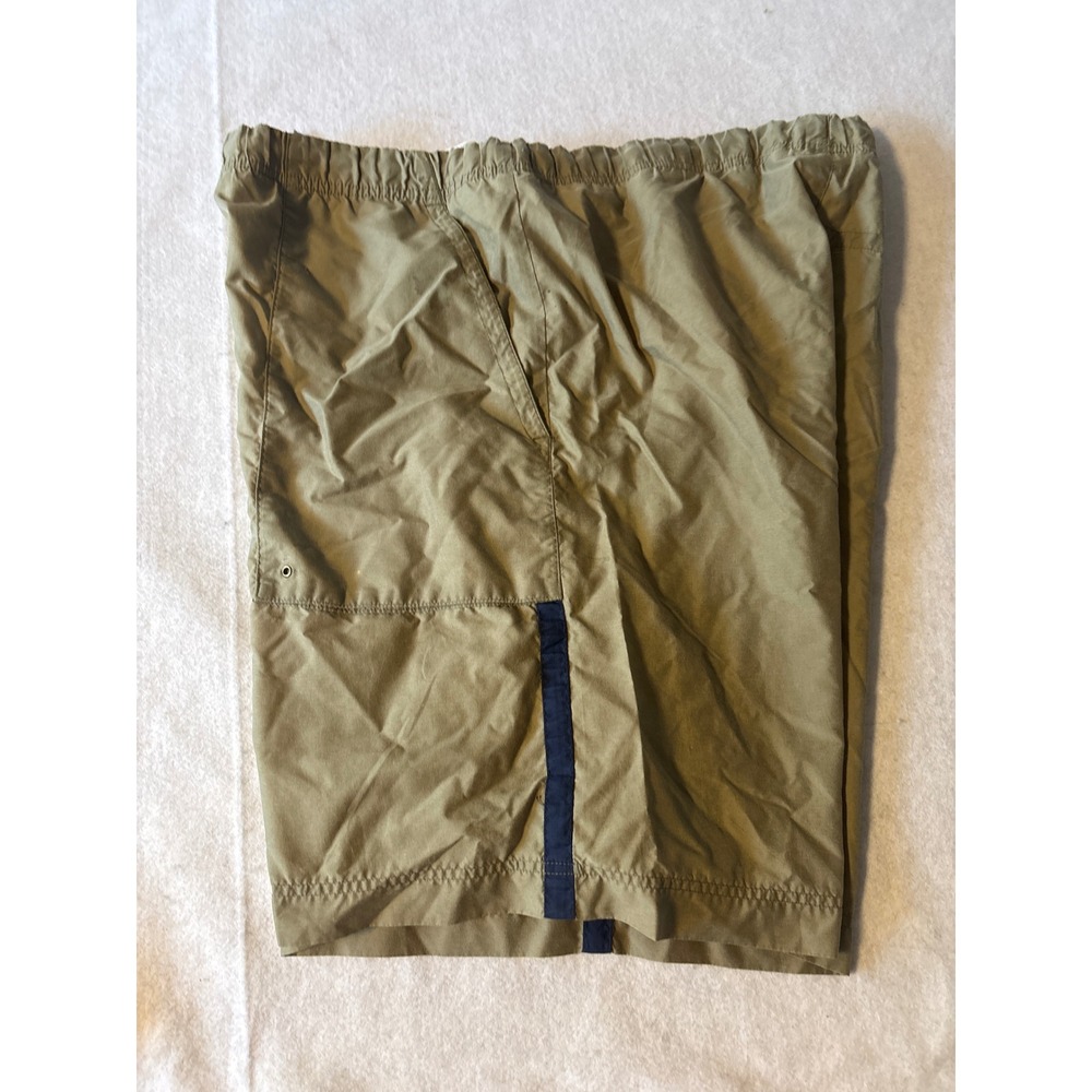 Nike Athletic Shorts Mens Large Khaki Tan Navy Stripe Excellent Mesh Lined - Picture 3 of 13